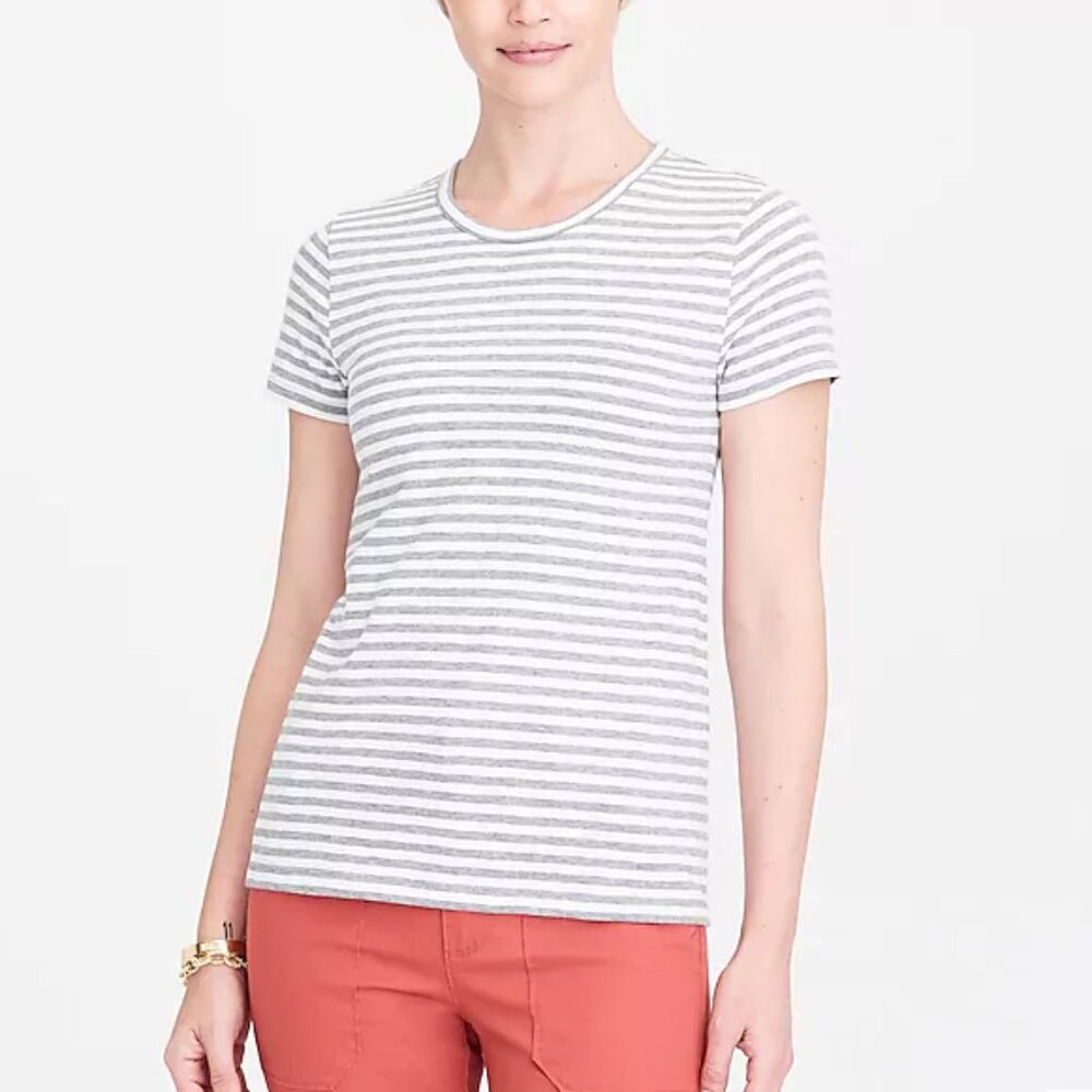 NEW NWT J. Crew Factory Striped Studio T-Shirt Color: Gray/White